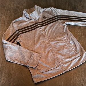 Adidas Gray Track Jacket with Black Stripes 10/12